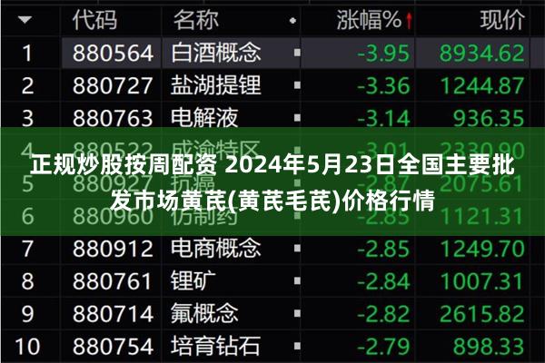 正规炒股按周配资 2024年5月23日全国主要批发市场黄芪(黄芪毛芪)价格行情